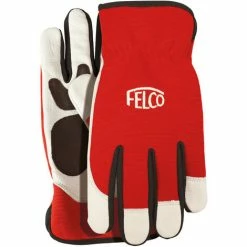 FELCO Arbeitshandschuhe Mit Leder Rot/wei§ Grš§e L Atmungsaktiv Gartenhandschuhe